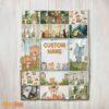 Happy Cute Forest Animals Collage Whimsical Blanket Fleece Customized Blanket