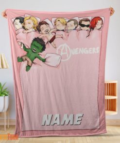 Happy Cute Marvel Avengers Assemble Avengers Chibi Character Sleeping Blanket Fleece Customized Blanket