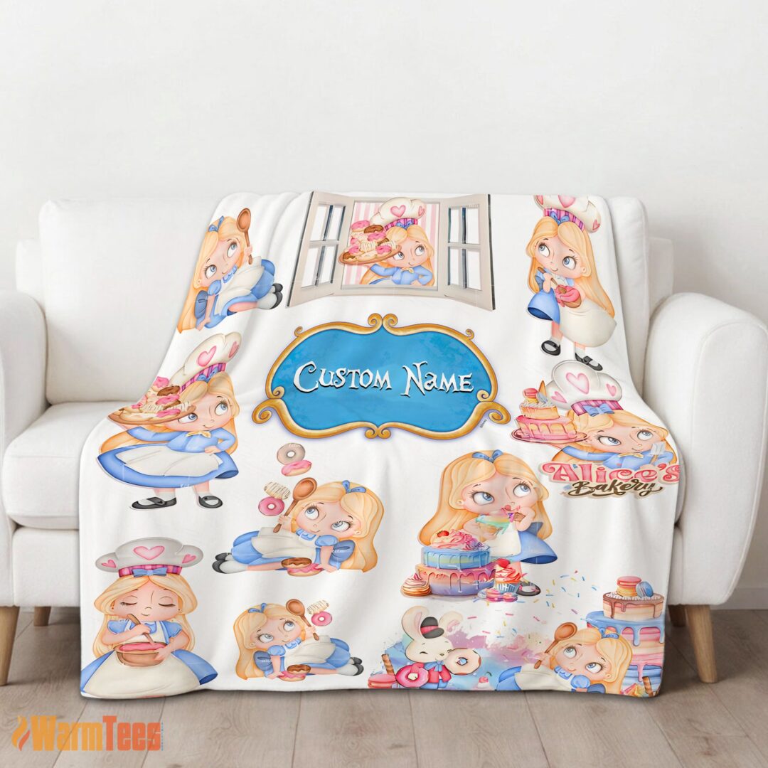 happy-disney-alice-baking-alice-in-wonderland-cake-blanket-fleece-customized-blanket-mk-01 Happy Disney Alice Baking Alice In Wonderland Cake Blanket Fleece Customized Blanket - Image 2
