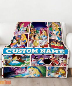 Happy Disney Alice In Wonderland Adventure Collage Blanket Fleece Customized Blanket - Image 2