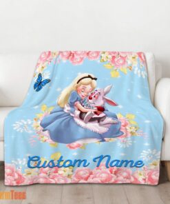Happy Disney Alice & The White Rabbit Alice In Wonderland Blanket Fleece Customized Blanket - Image 2