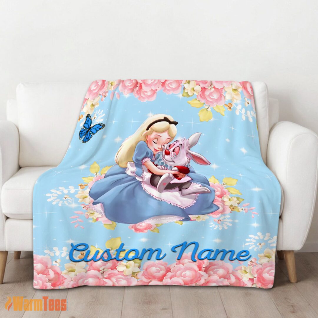 happy-disney-alice-the-white-rabbit-alice-in-wonderland-blanket-fleece-customized-blanket-mk-01 Happy Disney Alice & The White Rabbit Alice In Wonderland Blanket Fleece Customized Blanket - Image 2