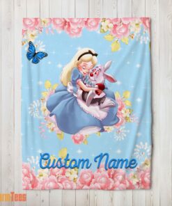 Happy Disney Alice & The White Rabbit Alice In Wonderland Blanket Fleece Customized Blanket