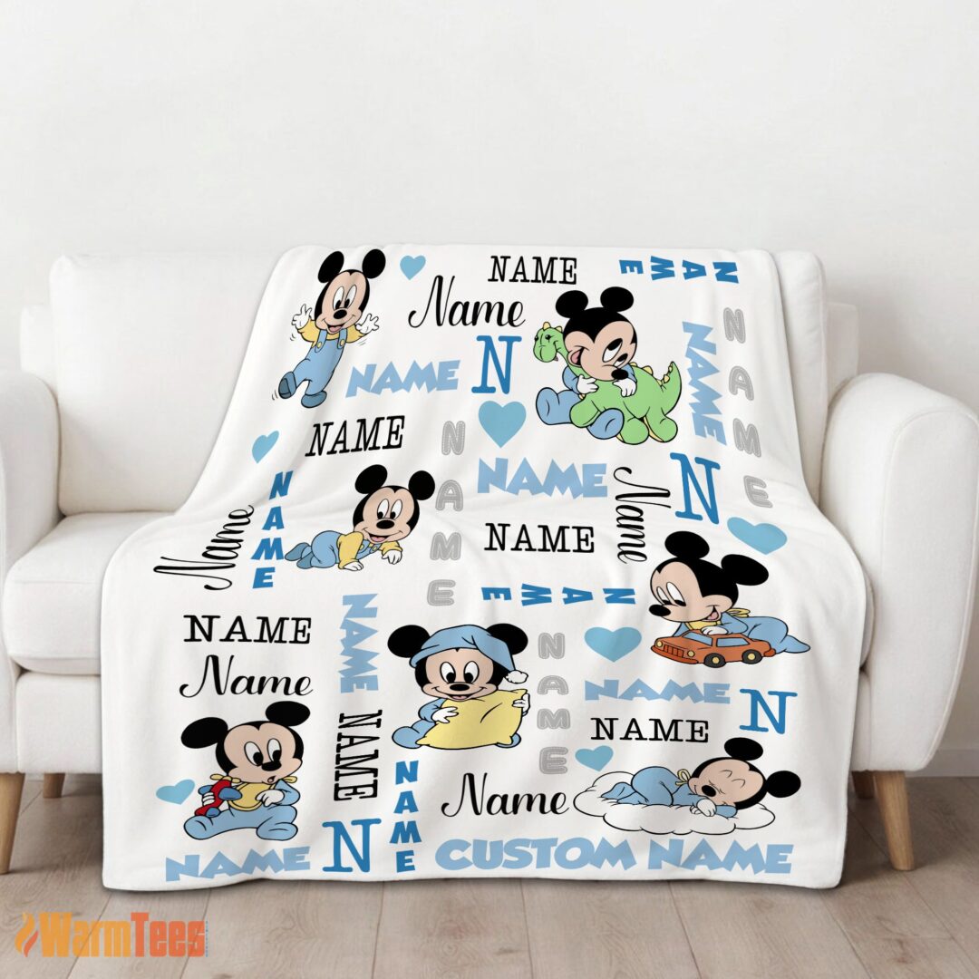 happy-disney-baby-mickeys-dreamland-blanket-fleece-customized-blanket-mk-01 Happy Disney Baby Mickey's Dreamland Blanket Fleece Customized Blanket - Image 2