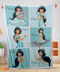Happy Disney Cartoon Aladdin Jasmine Princess Blanket Fleece Customized Blanket