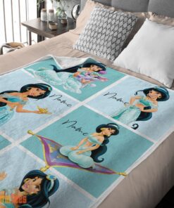 Happy Disney Cartoon Aladdin Jasmine Princess Blanket Fleece Customized Blanket - Image 2