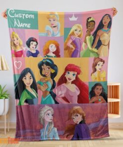 Happy Disney Cartoon All Princess Characters Blanket Fleece Customized Blanket