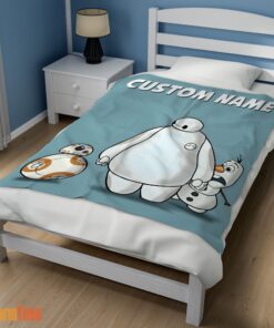 Happy Disney Cartoon Big Hero 6 Baymax With Friends Blanket Fleece Customized Blanket - Image 3