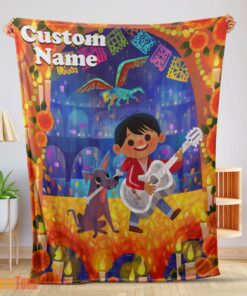 Happy Disney Cartoon COCO Boy With Guitar Cute Blanket Fleece Customized Blanket