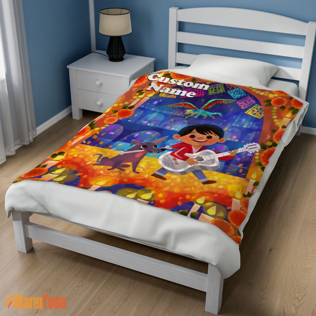 happy-disney-cartoon-coco-boy-with-guitar-cute-blanket-fleece-customized-blanket-mk-02 Happy Disney Cartoon COCO Boy With Guitar Cute Blanket Fleece Customized Blanket - Image 3