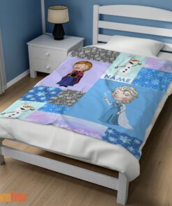 Happy Disney Cartoon Frozen Elsa Princess Anna Olaf Blanket Fleece Customized Blanket - Image 3
