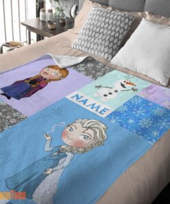 Happy Disney Cartoon Frozen Elsa Princess Anna Olaf Blanket Fleece Customized Blanket - Image 2