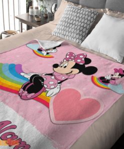 Happy Disney Cartoon Minnie With Rainbow Blanket Fleece Customized Blanket - Image 2