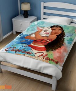Happy Disney Cartoon Moana Family With Friends Cute Blanket Fleece Customized Blanket - Image 3