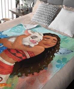 Happy Disney Cartoon Moana Family With Friends Cute Blanket Fleece Customized Blanket - Image 2