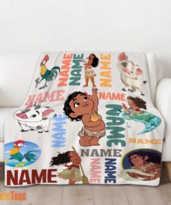 Happy Disney Cartoon Moana With Friends Blanket Fleece Customized Blanket - Image 2