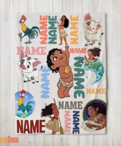 Happy Disney Cartoon Moana With Friends Blanket Fleece Customized Blanket
