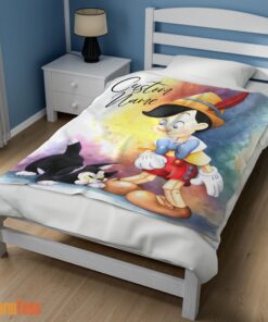 Happy Disney Cartoon Pinocchio Blanket Fleece Customized Blanket - Image 3