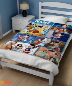 Happy Disney Cartoon Pinocchio With Friends Blanket Fleece Customized Blanket - Image 3