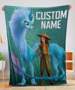 Happy Disney Cartoon Retro Raya And The Last Dragon Blanket Fleece Customized Blanket