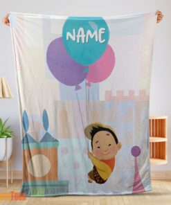 Happy Disney Cartoon Up Boy With Balloon Blanket Fleece Customized Blanket