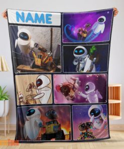 Happy Disney Cartoon Wall-E and Eve Blanket Fleece Customized Blanket
