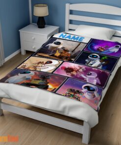 Happy Disney Cartoon Wall-E and Eve Blanket Fleece Customized Blanket - Image 3