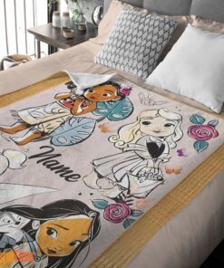 Happy Disney Chibi Moana Alice Tinker Bell Pocahontas Blanket Fleece Customized Blanket - Image 3