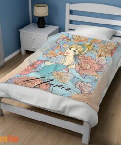 Happy Disney Cinderella Elegant Princess Bloom Blanket Fleece Customized Blanket - Image 3