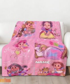 Happy Disney Cute Kids Princess Sketches Blanket Fleece Customized Blanket - Image 2