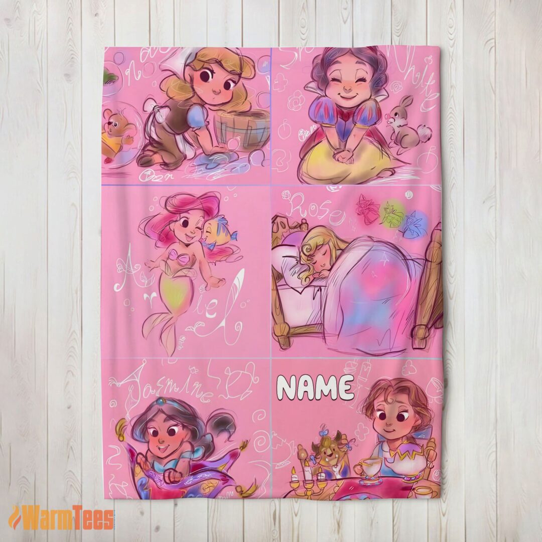 happy-disney-cute-kids-princess-sketches-blanket-fleece-customized-blanket-mk-02-1 Happy Disney Cute Kids Princess Sketches Blanket Fleece Customized Blanket