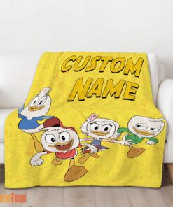 Happy Disney Ducktales Huey Dewey Louie Webby Yellow Cartoon Collage Blanket Fleece Customized Blanket - Image 2