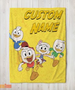 Happy Disney Ducktales Huey Dewey Louie Webby Yellow Cartoon Collage Blanket Fleece Customized Blanket