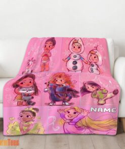 Happy Disney Kids Princess Sketches Blanket Fleece Customized Blanket - Image 2