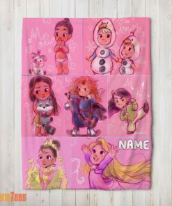 Happy Disney Kids Princess Sketches Blanket Fleece Customized Blanket