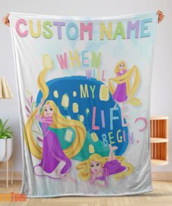 Happy Disney Long Hair Princess Rapunzel Princess Blanket Fleece Customized Blanket