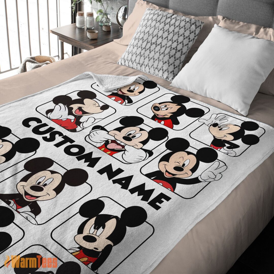 happy-disney-mickey-and-friends-mickey-mouse-moods-blanket-e28093-customize-blanket-mk-02 Happy Disney Mickey And Friends Mickey Mouse Moods Blanket – Customize Blanket - Image 2