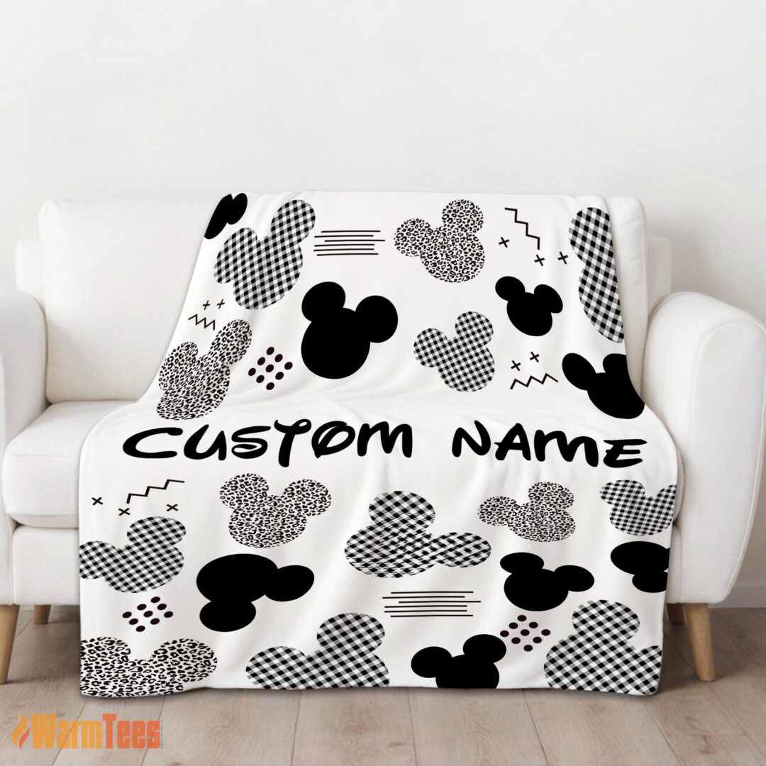 happy-disney-mickey-logo-texture-blanket-fleece-customized-blanket-mk-01 Happy Disney Mickey Logo Texture Blanket Fleece Customized Blanket - Image 2