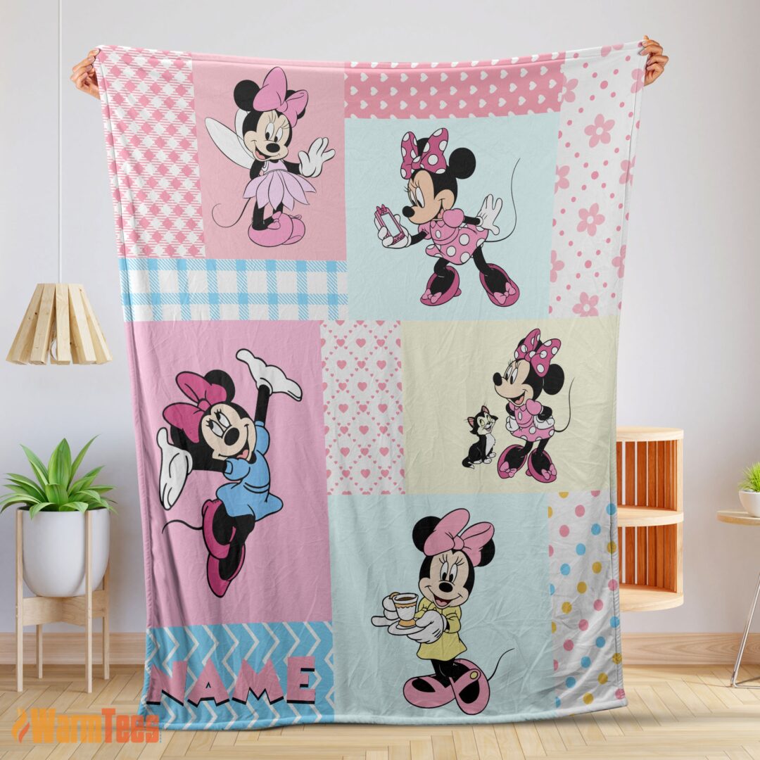happy-disney-minnie-mouse-patchwork-pattern-blanket-fleece-customized-blanket-mk-01 Happy Disney Minnie Mouse Patchwork Pattern Blanket Fleece Customized Blanket