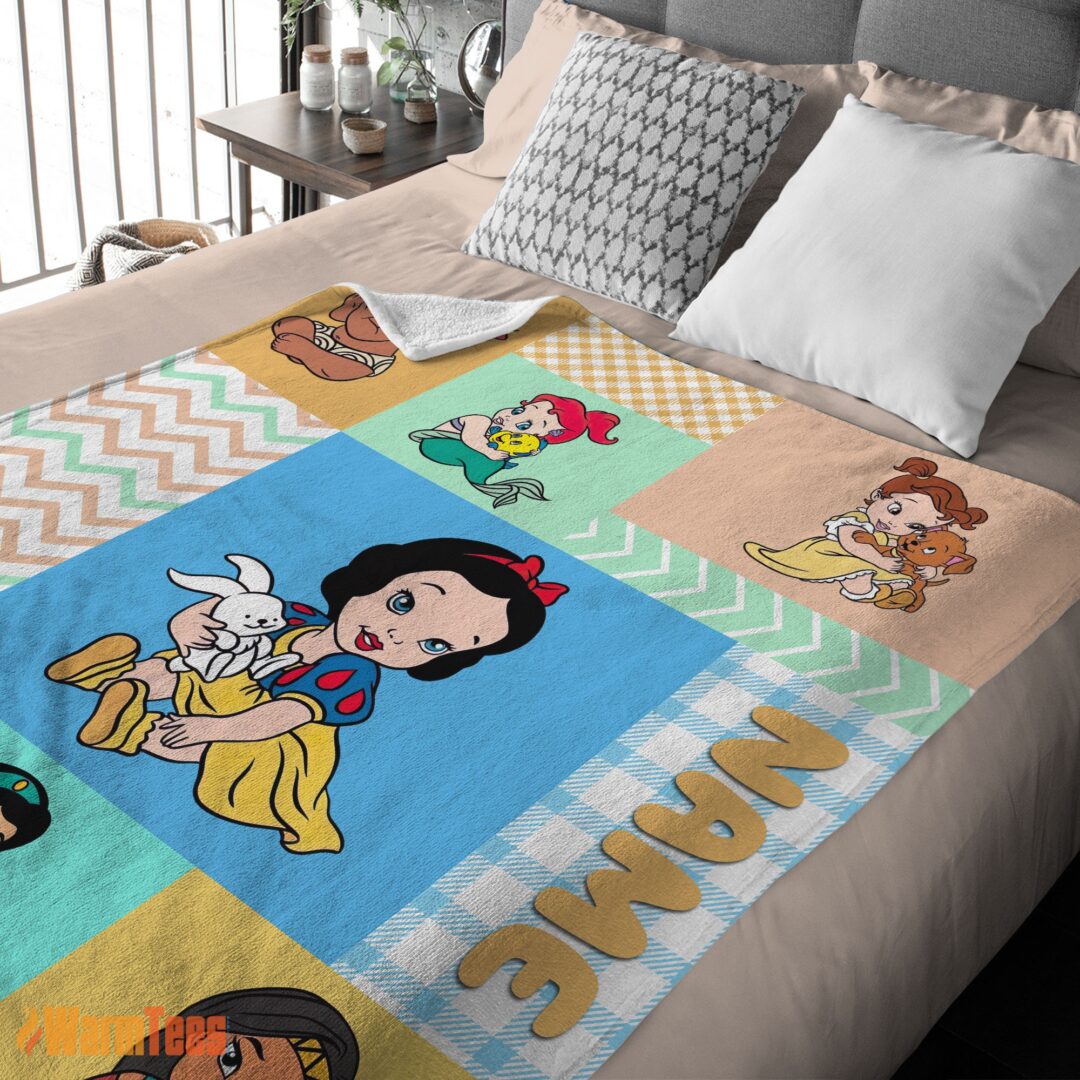 happy-disney-princess-baby-princess-blanket-fleece-customized-blanket-mk-03 Happy Disney Princess Baby Princess Blanket Fleece Customized Blanket - Image 2