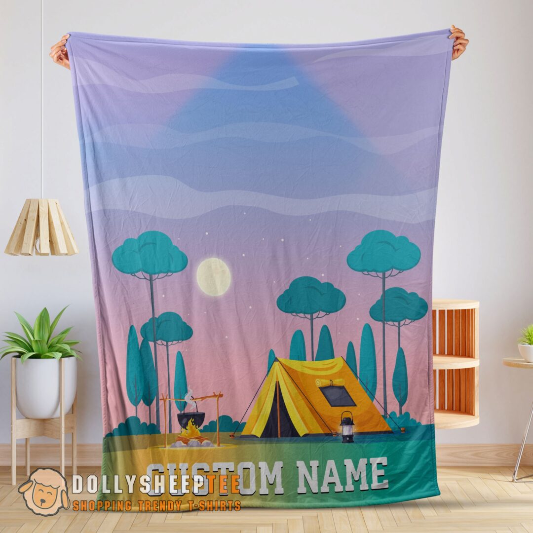 Happy Good Outdoor Adult Kid Colorful Camping Customized Blanket