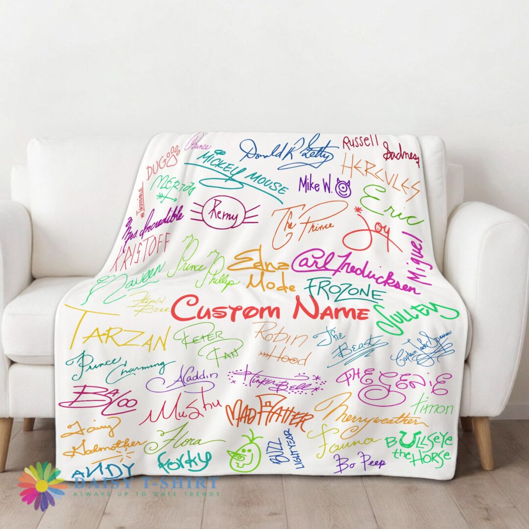 Happy Hot Playful Hand Writing Typography Vibrant Name Blanket Fleece Customized Blanket-mk-01 (1)