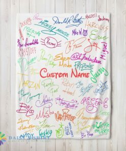 Happy Hot Playful Hand Writing Typography Vibrant Name Blanket Fleece Customized Blanket