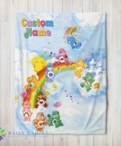 Happy Hot Rainbow Care Bears Character Sky Blanket Fleece Customized Blanket