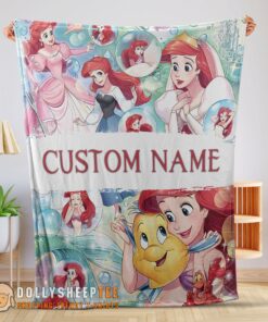 Happy Hot The Little Mermaid Blanket Ariel Princess Fleece Family Princess Customized Blanket