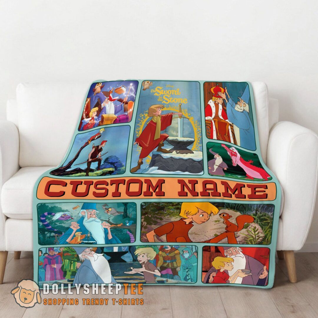 Happy Hot The Sword In The Stone Magical Journey Collage Blanket Fleece Customized Blanket-mk-01 (1)