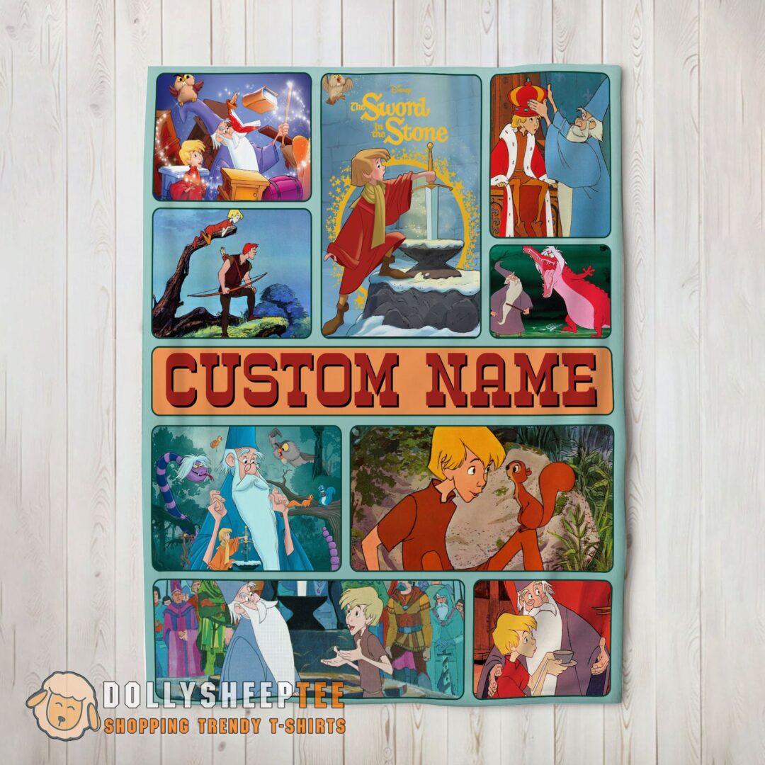 Happy Hot The Sword In The Stone Magical Journey Collage Blanket Fleece Customized Blanket-mk-01 (2)