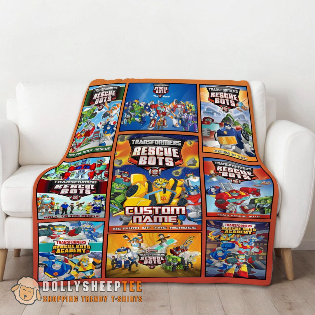 Happy Hot Transformer Rescue Bots Collage Poster Blanket Fleece Customized Blanket-mk-01 (1)
