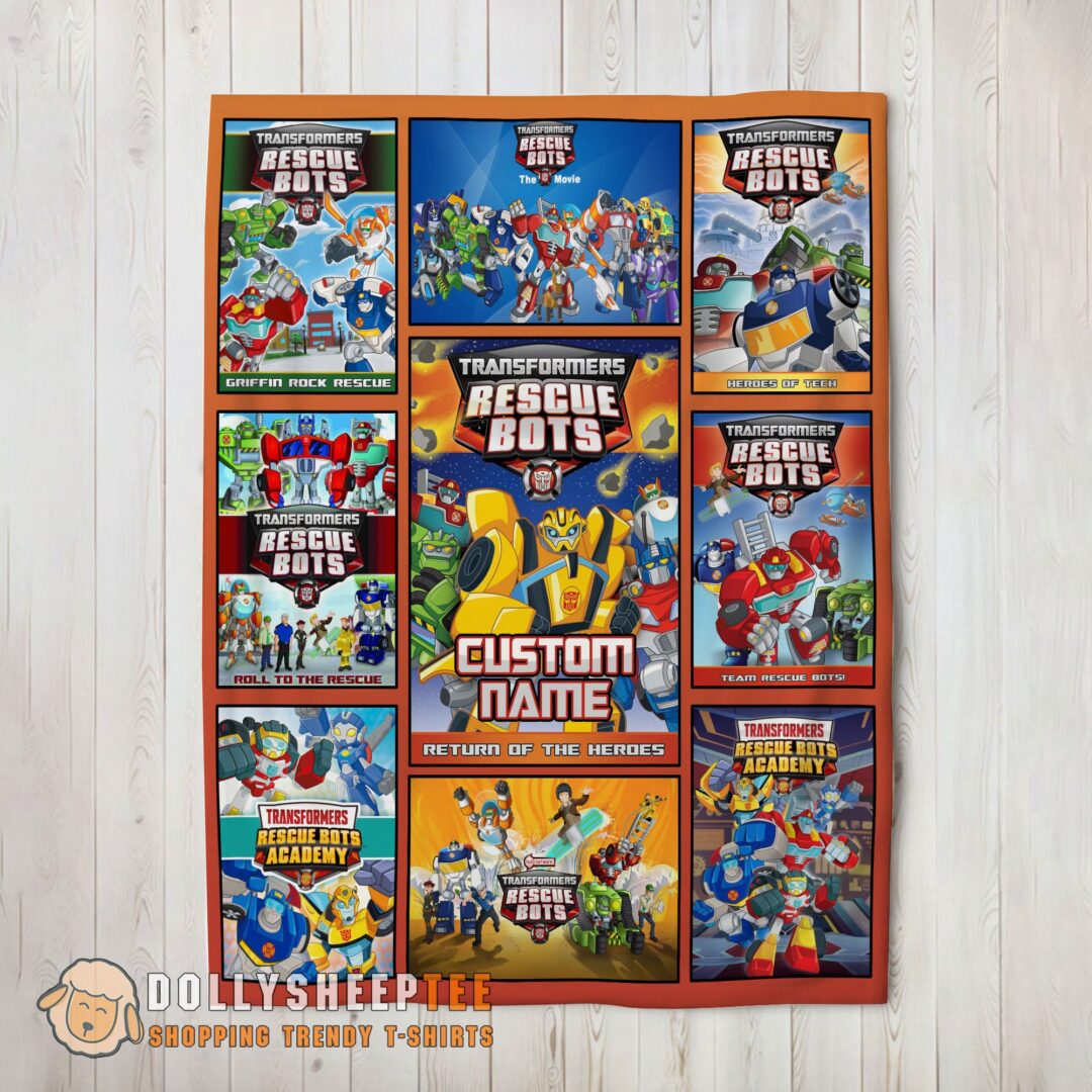 Happy Hot Transformer Rescue Bots Collage Poster Blanket Fleece Customized Blanket-mk-01 (2)