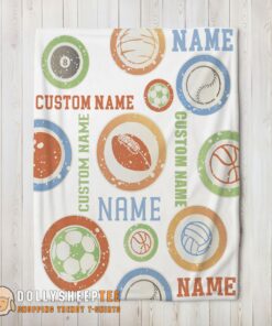 Happy Hot Types Of Sports Balls Blanket Fleece Customized Blanket